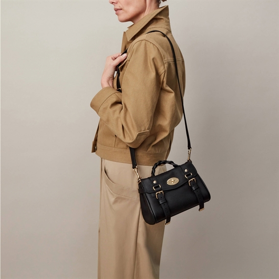 Mulberry Mini Alexa Black Heavy Grain 